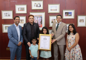 Sara Chhipa 10-year-old Indian World Record Holder felicitated by the Consulate General of India in Dubai UAE